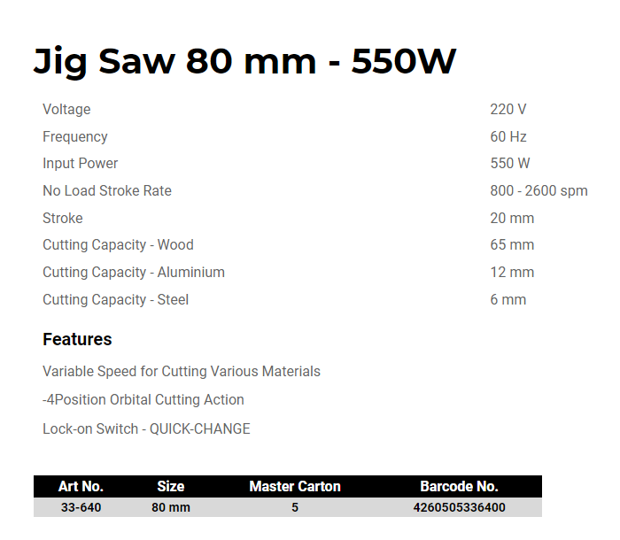 منشار اركيت كهربائي 550 واط 80مم FONTANA