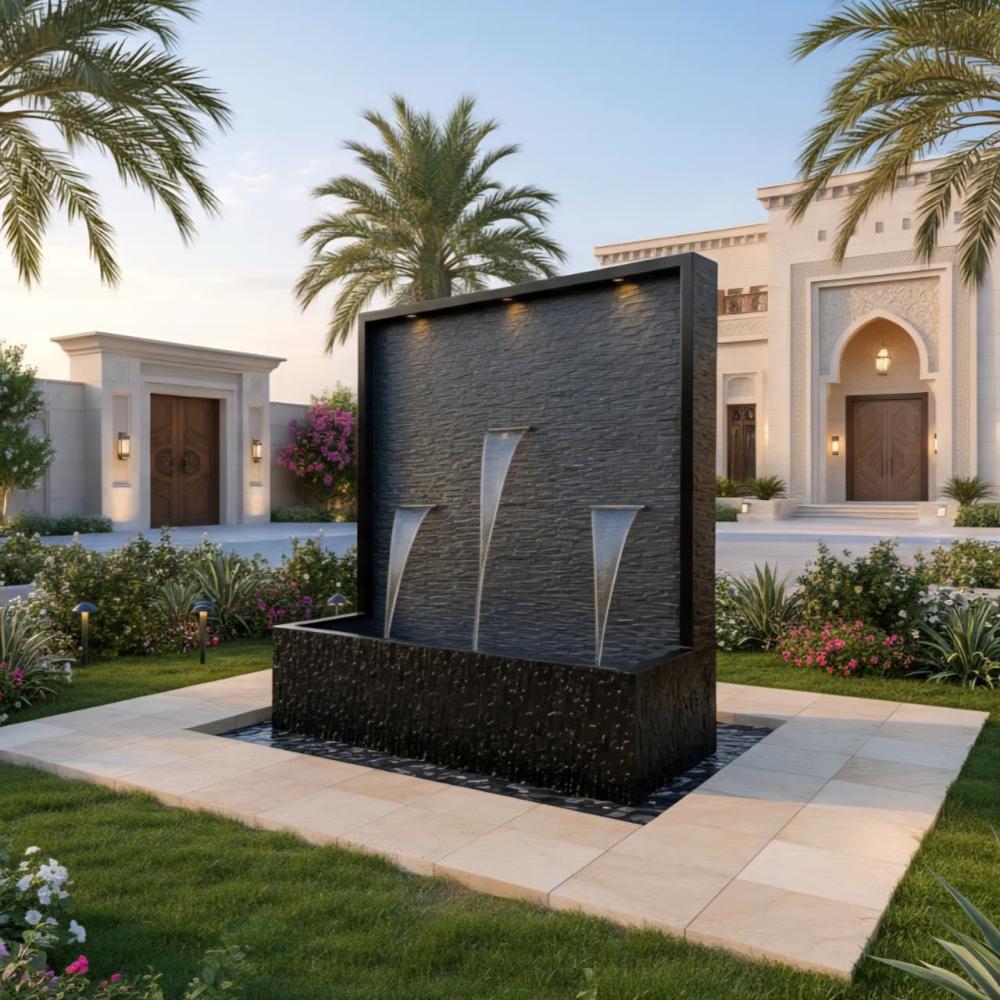 نافورة منزلية كبيرة للحوش والسطح من تنفيذ مصنع مراكن الشيماء للنوافير والشلالات الكبيرة ومتوسطة الحجم الجاهزة فايبر جلاس