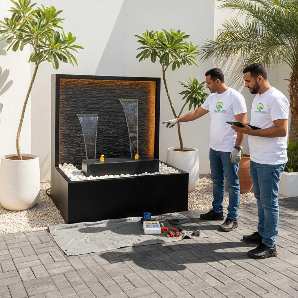 نافورة منزلية للحوش والسطح من تنفيذ مصنع مراكن الشيماء للنوافير والشلالات الكبيرة ومتوسطة الحجم الجاهزة فايبر جلاس