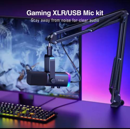 مجموعة ميكروفون الألعاب FIFINE XLR/USB مع مقبس سما...