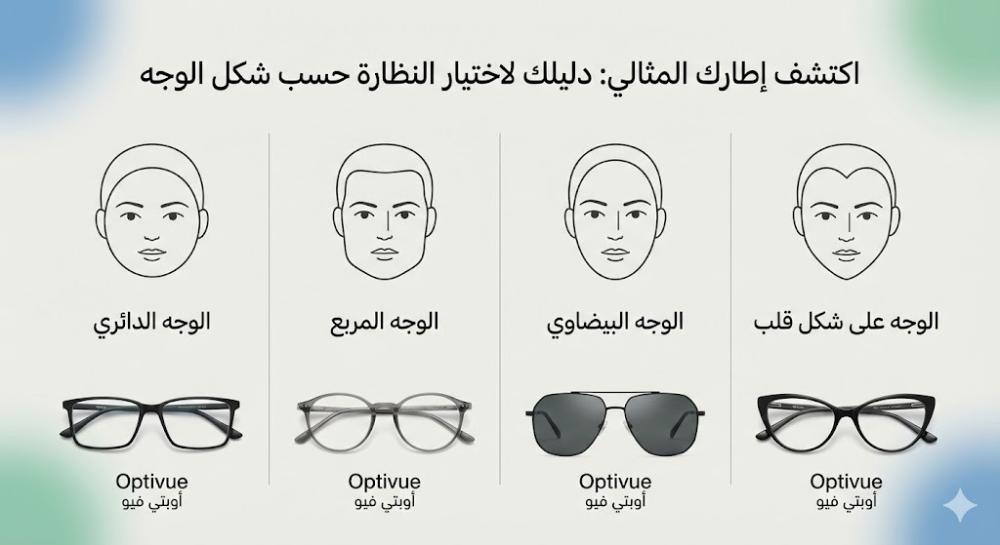 دليلك الشامل: كيف تختار النظارة المثالية لشكل وجهك؟ (مع توصيات خبراء أوبتي فيو)