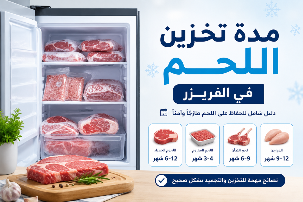 مدة تخزين اللحم في الفريزر