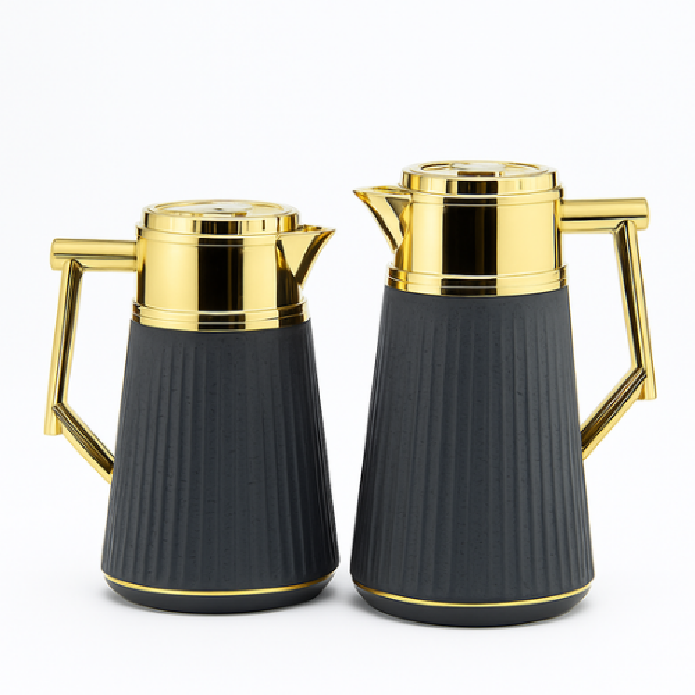 طقم ترامس شاي وقهوة أسود مذهب من رويال كاميل فخامة الضيافة