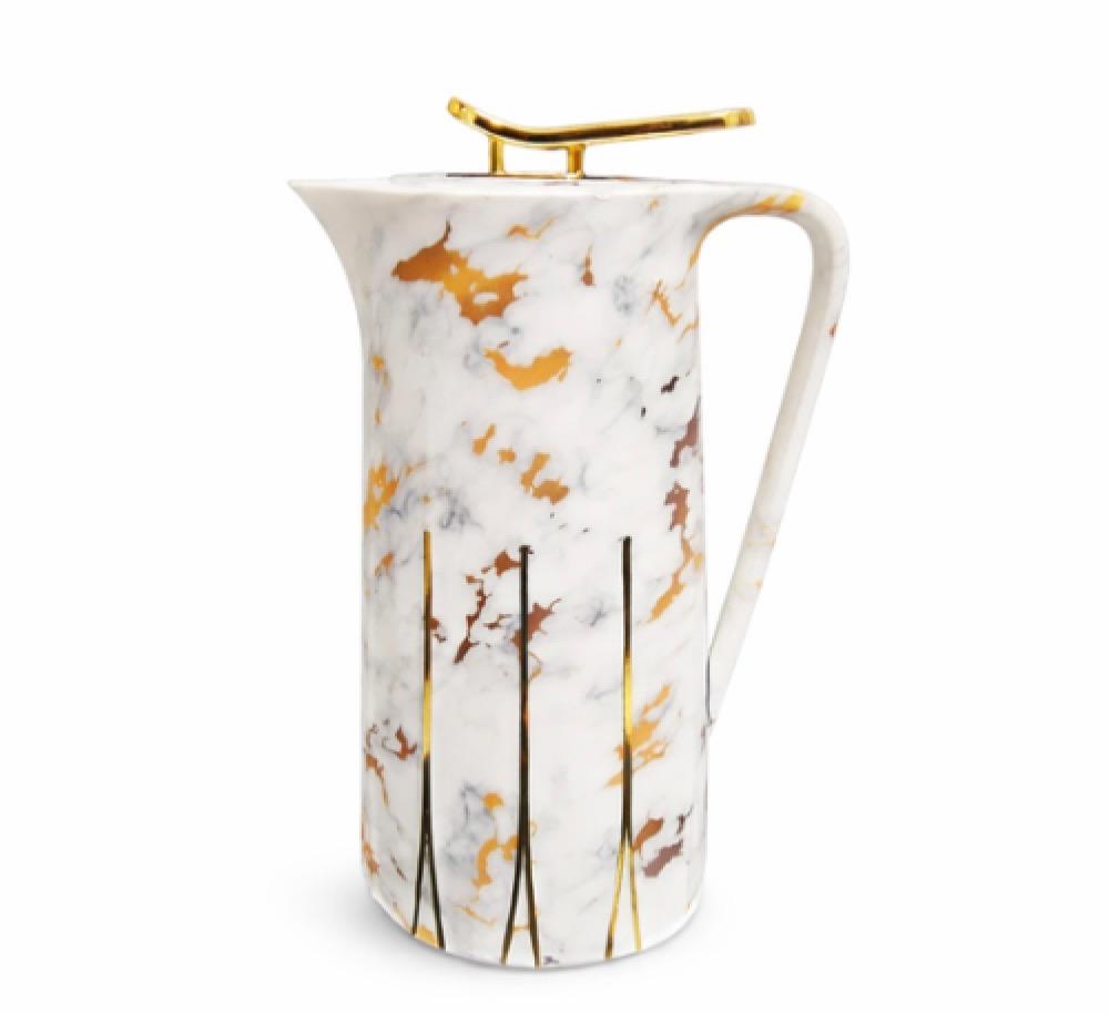 ترمس شاي رخامي من الأسطورة فخامة التصميم وثبات الحرارة لذائقة الضيافة