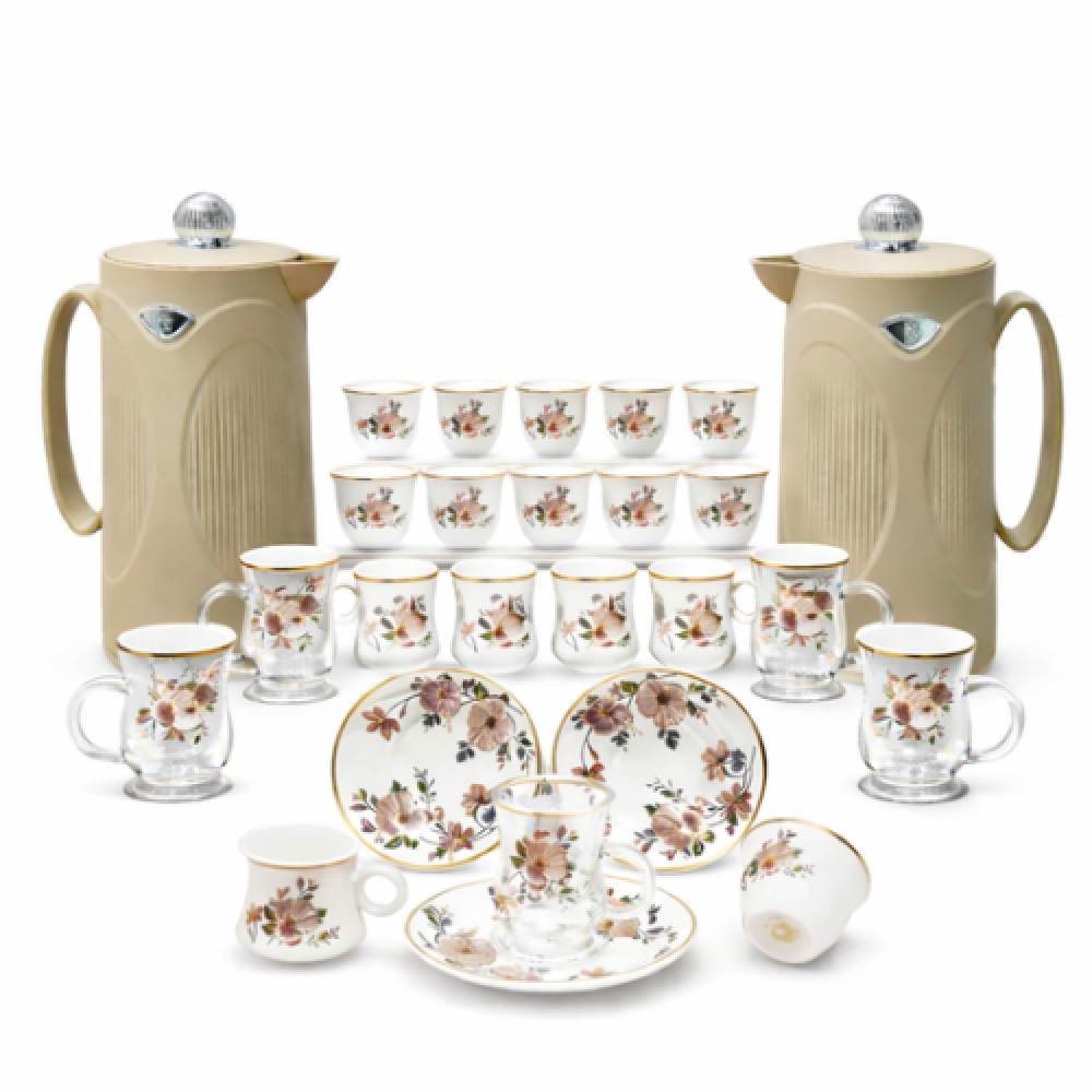 طقم ضيافة فاخرة 50 قطعة لون بيج ضيافة متكاملة بلمسة أناقة هادئة