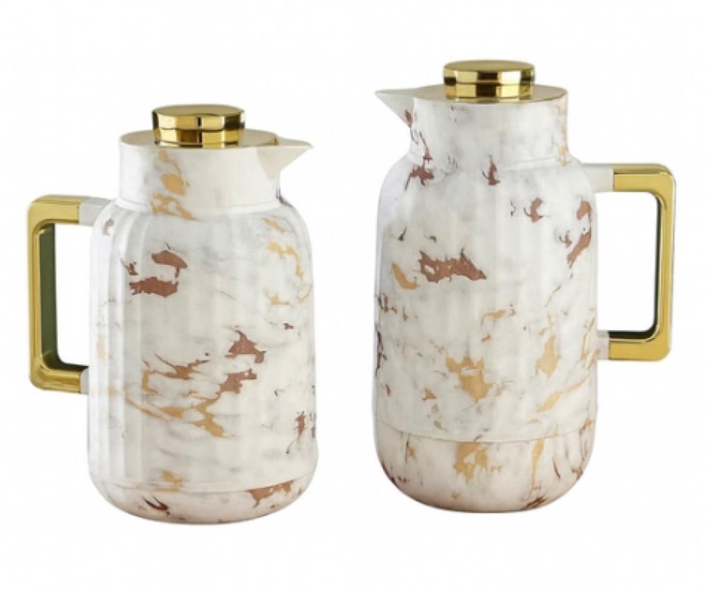 طقم ترامس شاي وقهوة أبيض مذهب من بيتروس فخامة الضيافة التي لا تُقاوم