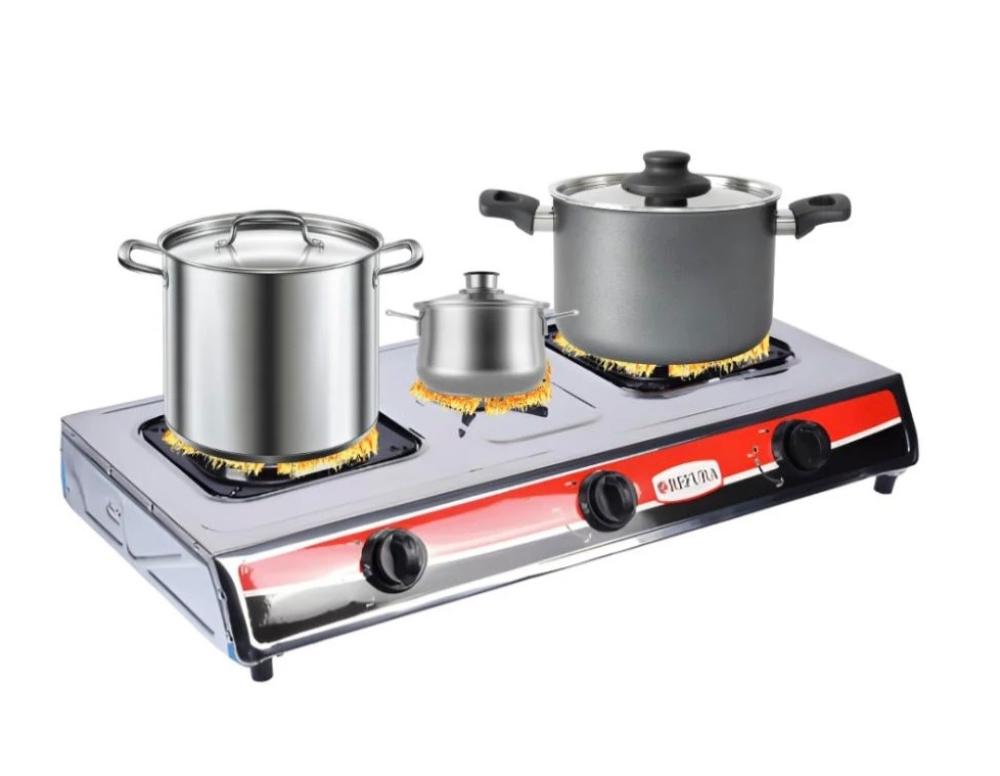 موقد سطحي غازي بثلاثة عيون من REFURA قوة طبخ تجمع السرعة والراحة