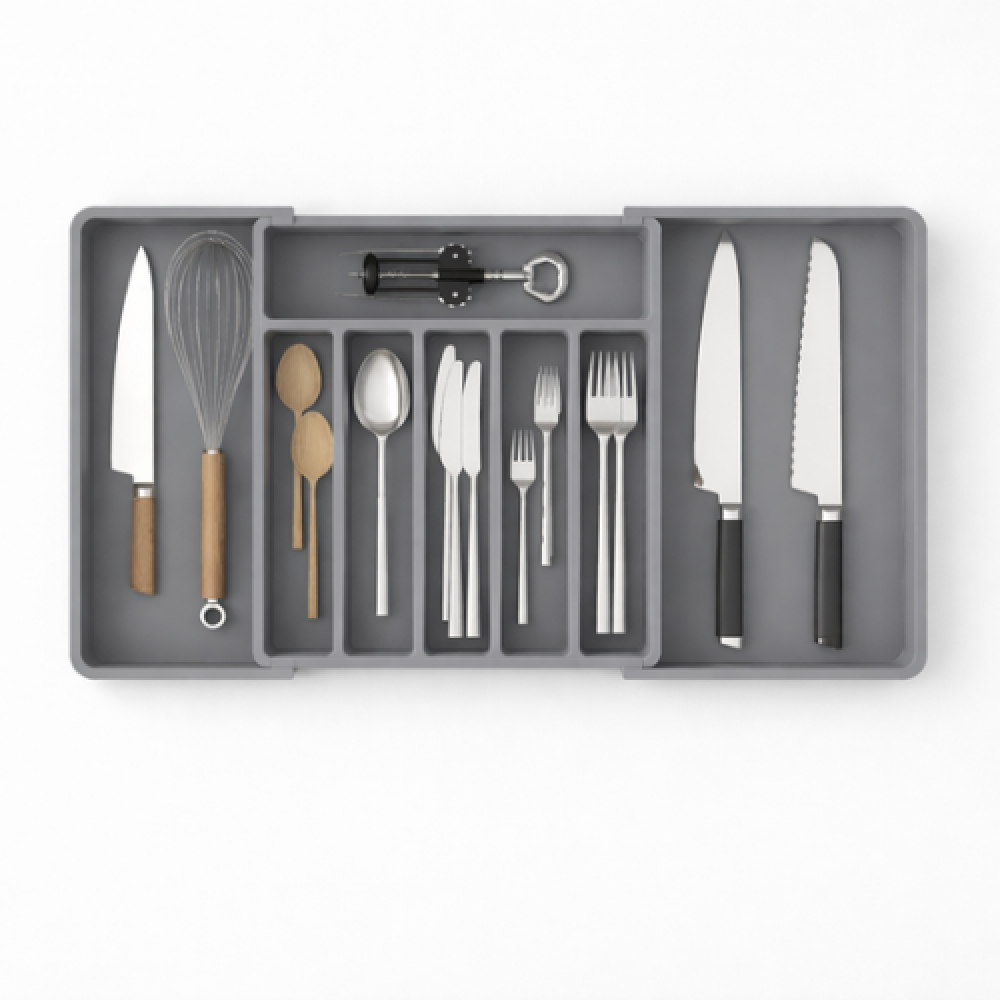 منظم ملاعق بلاستيكي الحل الذكي لترتيب درج المطبخ وتوفير المساحة