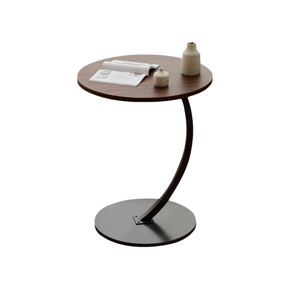 طاولة جانبية خشبية بإطار مقوّس لمسة فنية تغيّر زاوية منزلك وتضيف أناقة