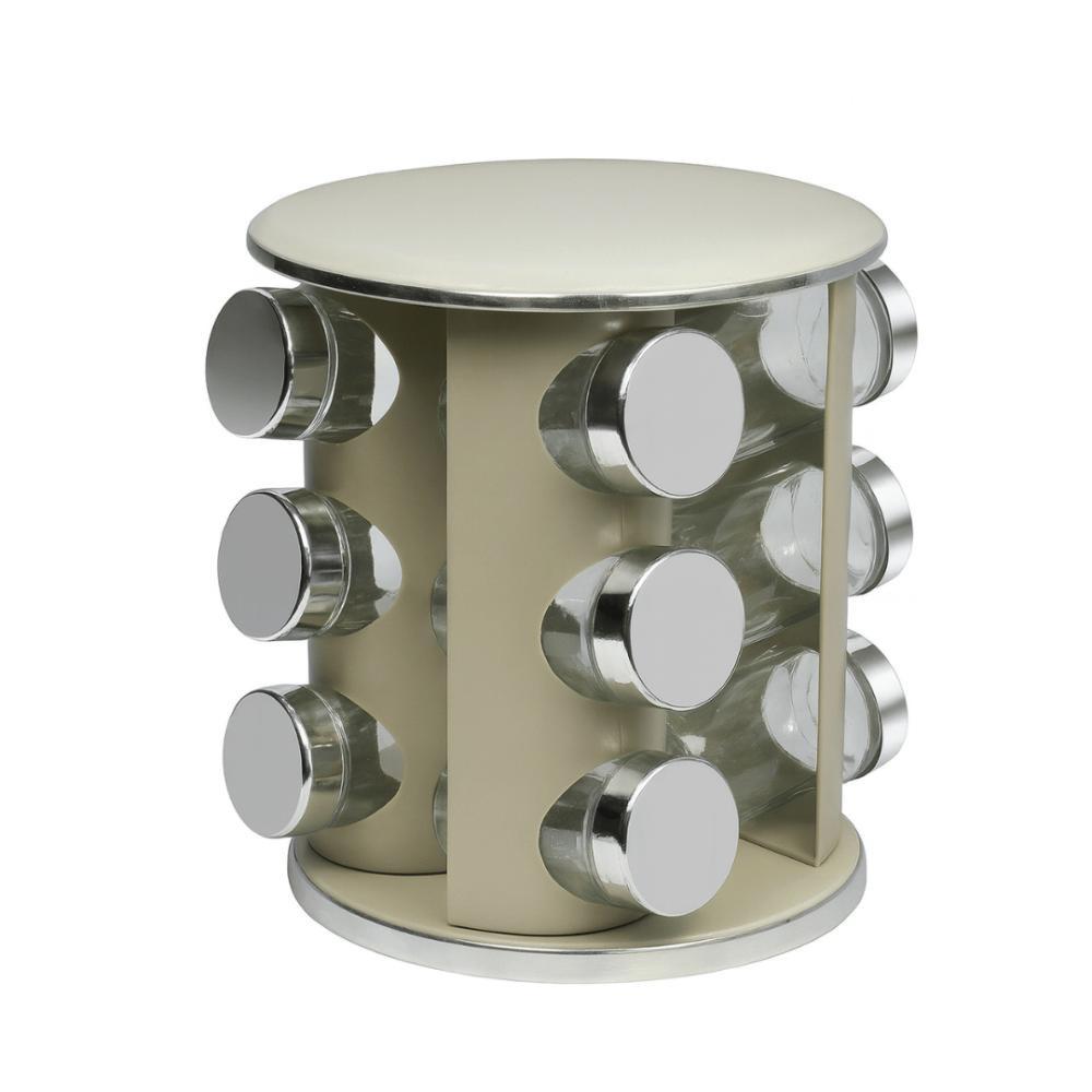 منظم بهارات دوار بلون بيج ترتيب أنيق بلمسة ستيل تضيف فخامة