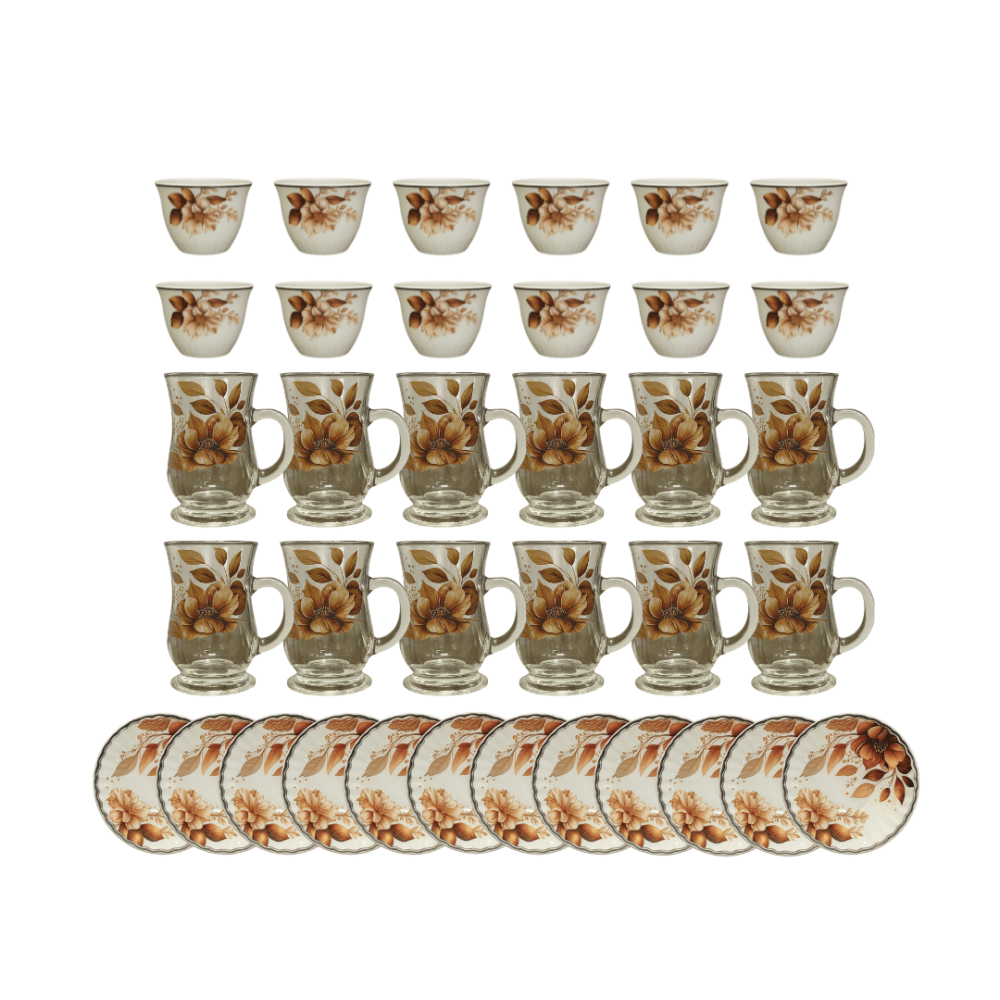 طقم تقديم القهوة والشاي المزخرف فخامة تجمع الضيافة والذوق الرفيع