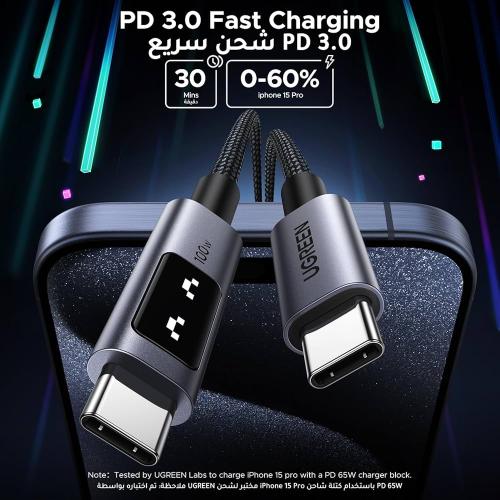 UGREEN UNO PD100W كابل USB C سريع الشحن لهاتف iPho...