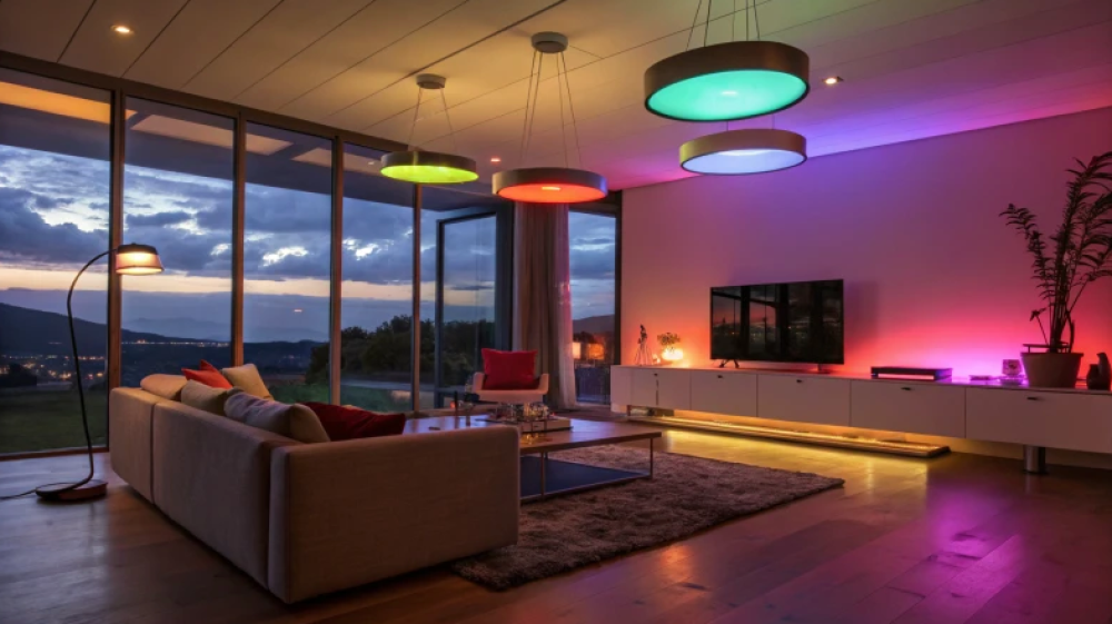 مصابيح LED بألوان مختلفة مضاءة