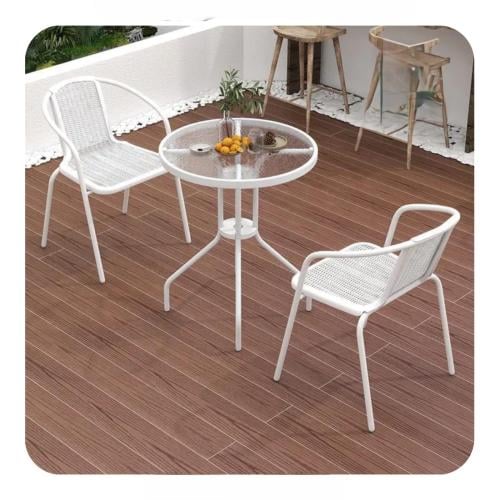 طقم طاولة زجاج مع 2 كراسي ابيض مقاس 70*60 سم