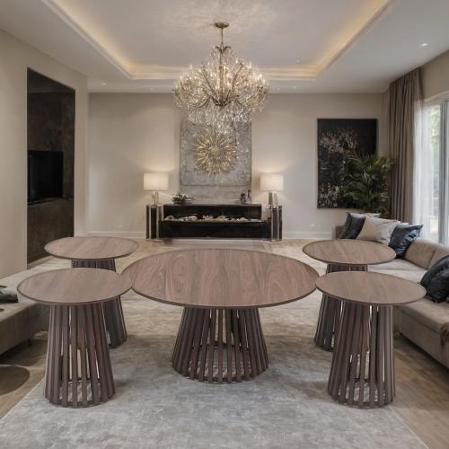 طقم طاولات شاي خشب 5 قطع