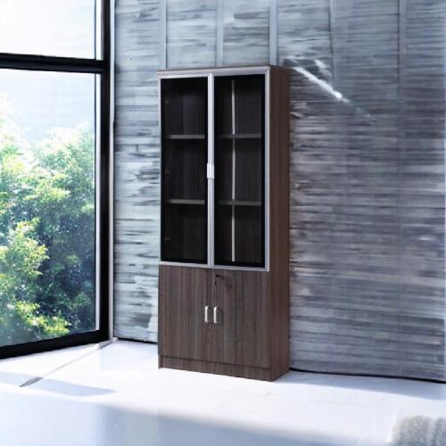 دولاب مكتبى خشب رمادي 32×80×200سم