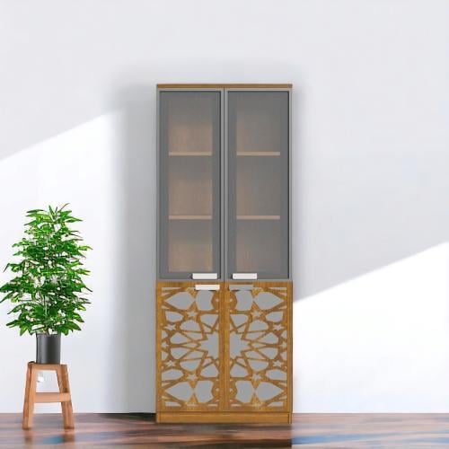 دولاب مكتبى خشب بني 32×80×200سم