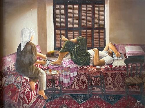 لوحة فنية - شاهي العصرية - مقاس اللوحة 90x120 سم