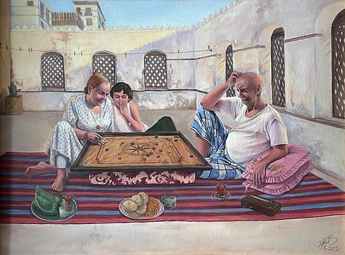 لوحة فنية - الكيرم - مقاس اللوحة 74x100 سم