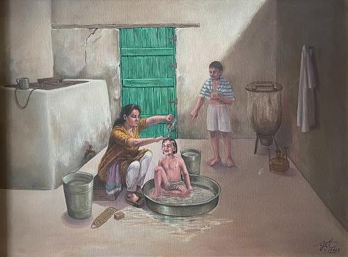 لوحة فنية - الترويش - مقاس اللوحة 74x100 سم
