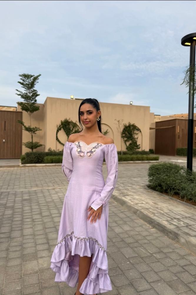 فستان الفراشة الصيفي اللون الموف
