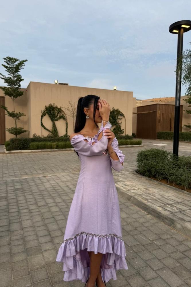 فستان الفراشة الصيفي اللون الموف