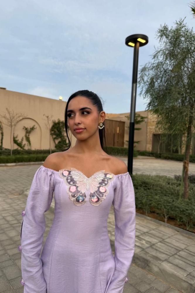 فستان الفراشة الصيفي اللون الموف