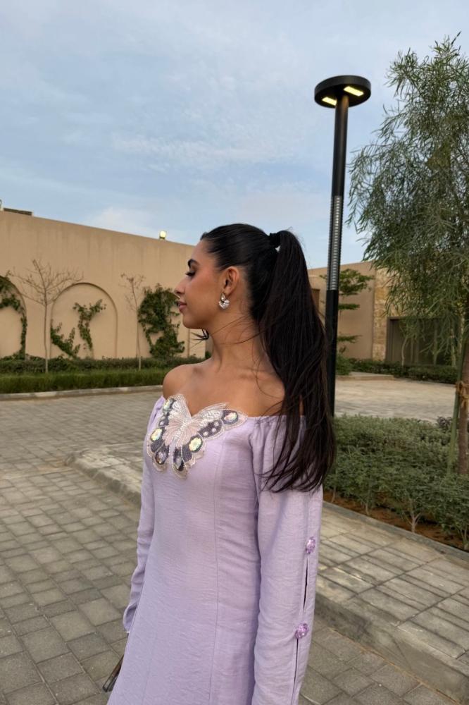 فستان الفراشة الصيفي اللون الموف