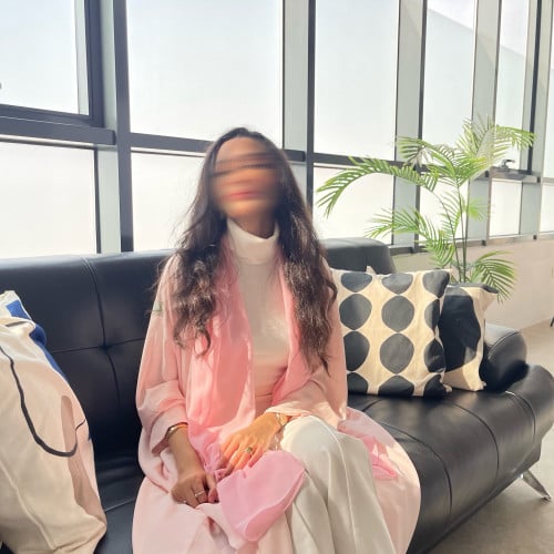عباية كريب بارد وردي