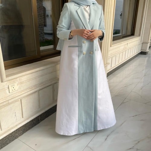Blazer abaya with heart buttons