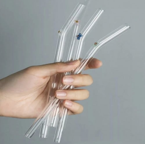 Floral glass straw
