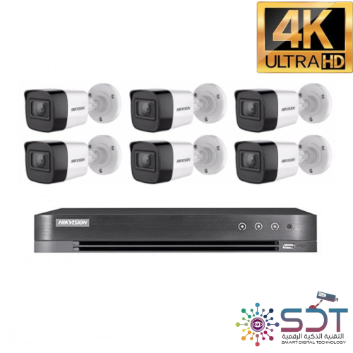6 كاميرات مراقبة 8 ميجا بيكسل 4K فائقة الوضوح