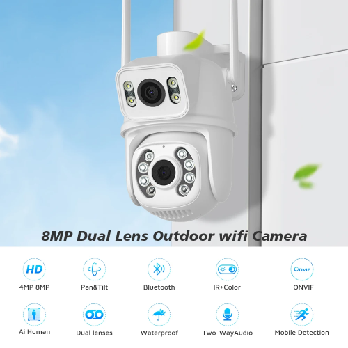 كاميرا مراقبة 8MP خارجية لاسلكية 4k