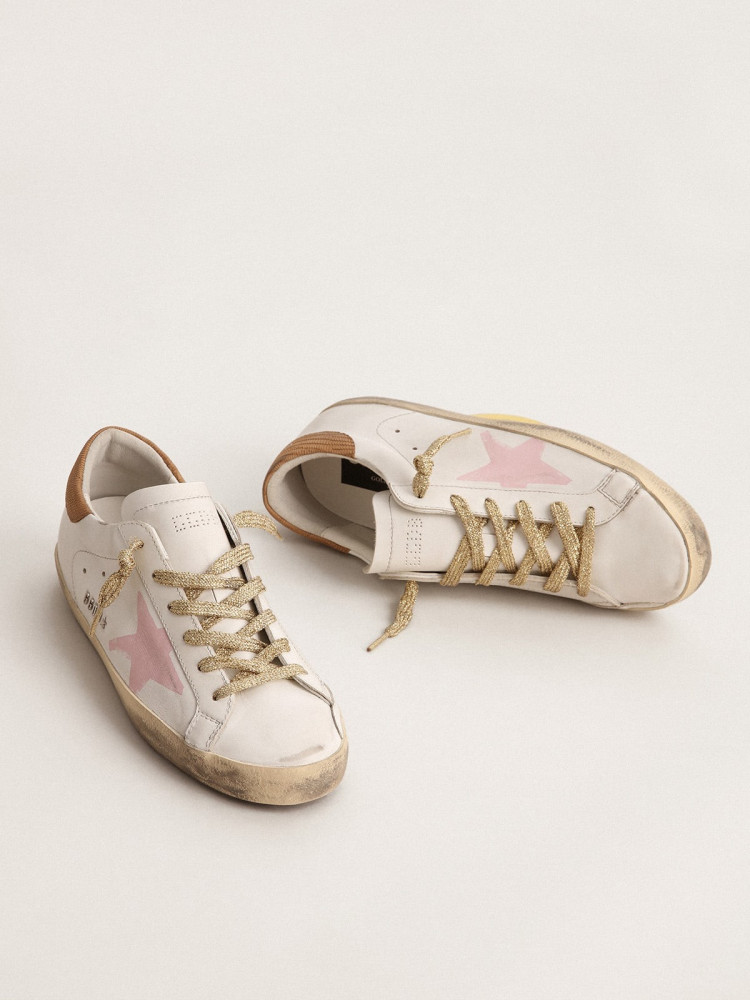 Super-Star LTD sneakers with pink screen printed star and leather heel tab  - Saudiibrands