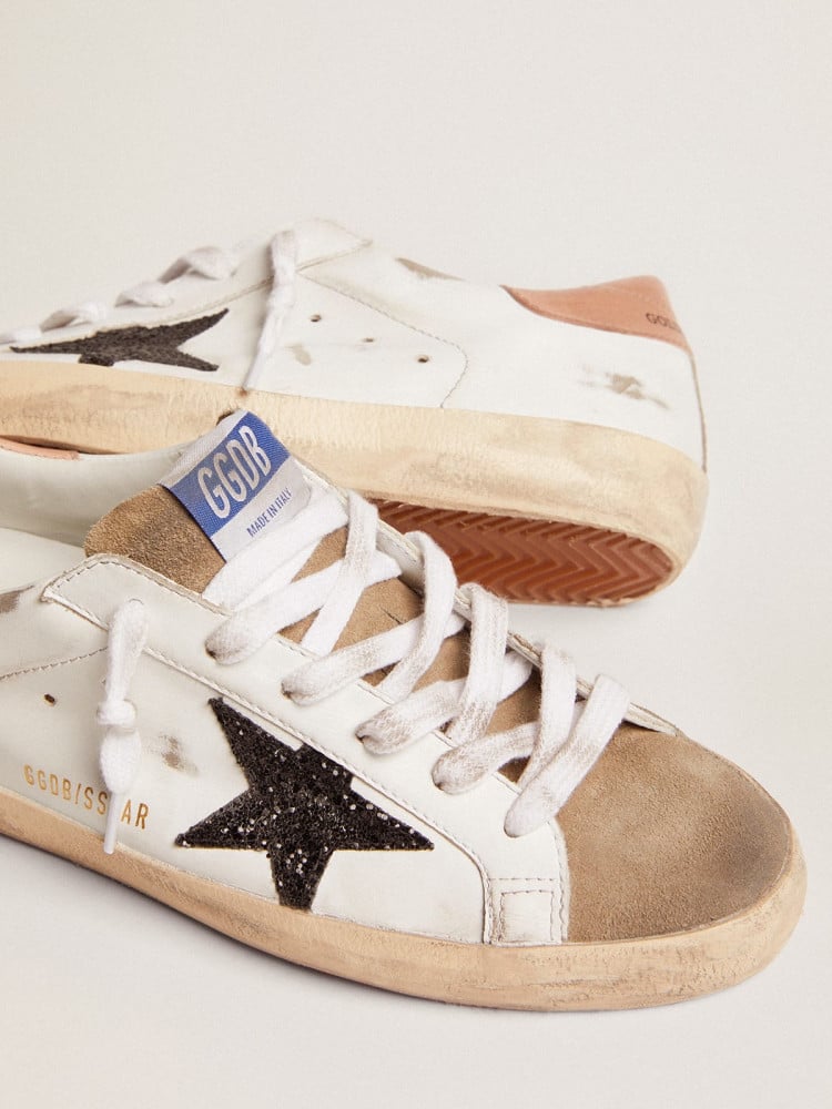 Super-Star sneakers with black glitter star and old-rose leather heel tab -  Saudiibrands
