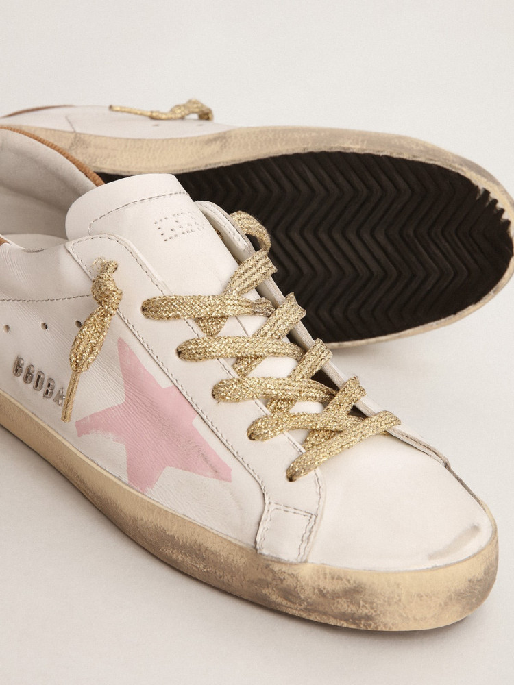 Super-Star LTD sneakers with pink screen printed star and leather heel tab  - Saudiibrands