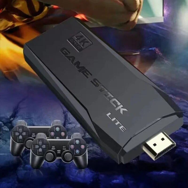 جهاز M8 Game Stick 4K Linux OS TV Console ، مدمج + Games ، G ، مقبض لاسلكي مزدوج ، 64 جيجابايت ، ألعاب ثلاثية الأبعاد لـ PS1 ، SFC