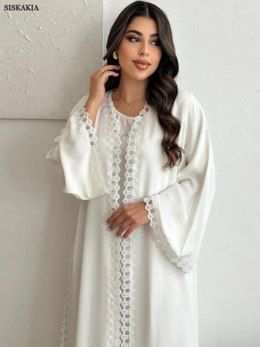 عباية نسائي ابيض دانتيل