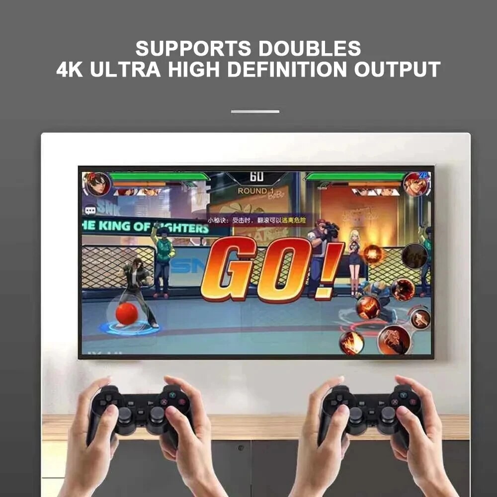 جهاز M8 Game Stick 4K Linux OS TV Console ، مدمج + Games ، G ، مقبض لاسلكي مزدوج ، 64 جيجابايت ، ألعاب ثلاثية الأبعاد لـ PS1 ، SFC