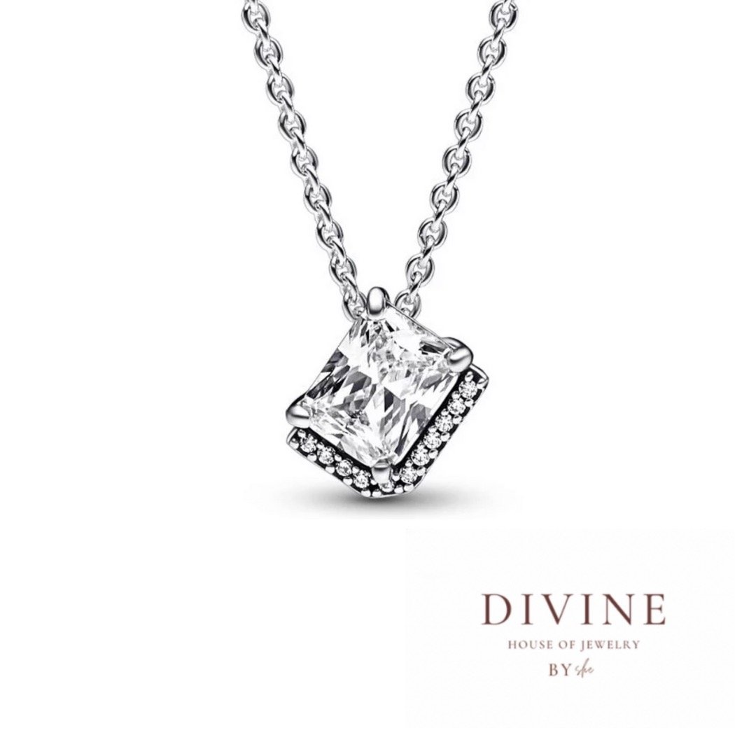 square stone silver 925 necklace