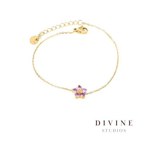 purple flower stainless steel bracelet