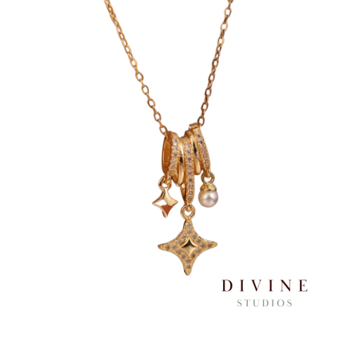 charming multi stone gold plated steel necklace