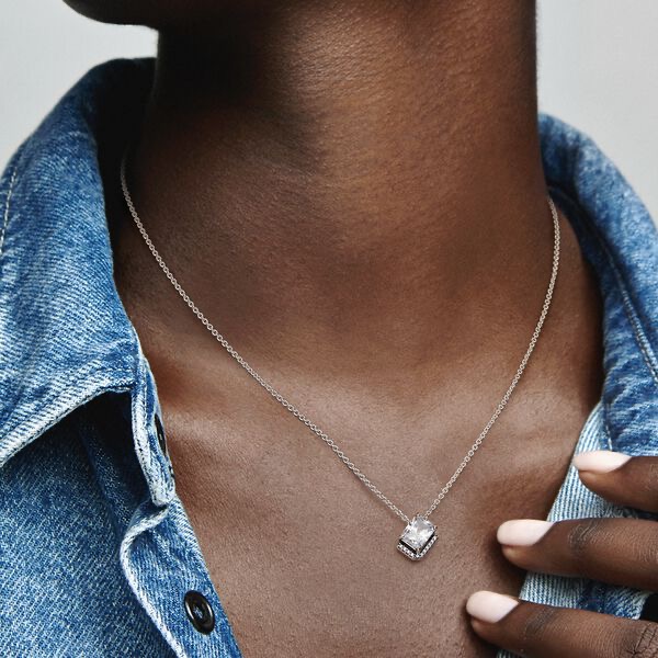 square stone silver 925 necklace