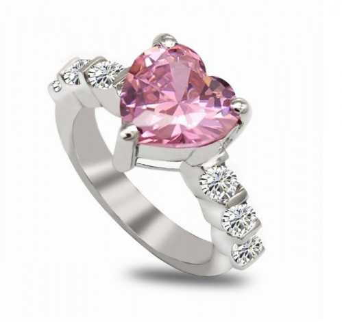 خاتم نسائي مطلي بالفضة ومزين بالزركون الكوبي مقاس 8 أمريكي