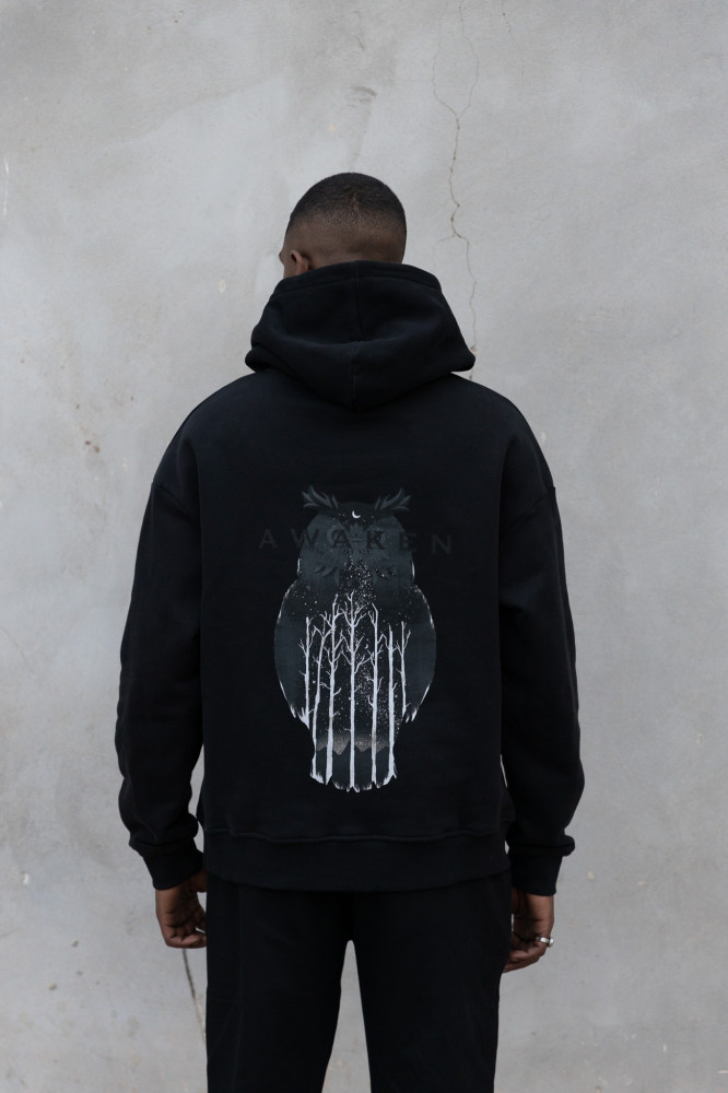 Black owl hoodie hot sale