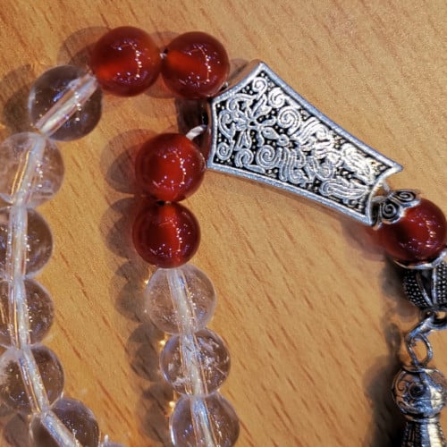 سبحة در طبيعي مطعمم بالعقيق الطبيعي