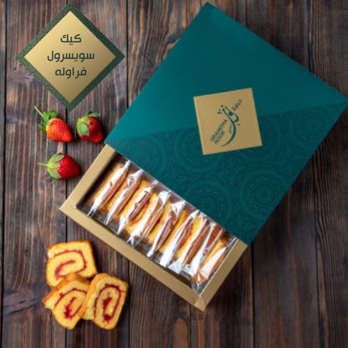 كيك سويسرول فراولة ٢٣ قطعة مغلفة