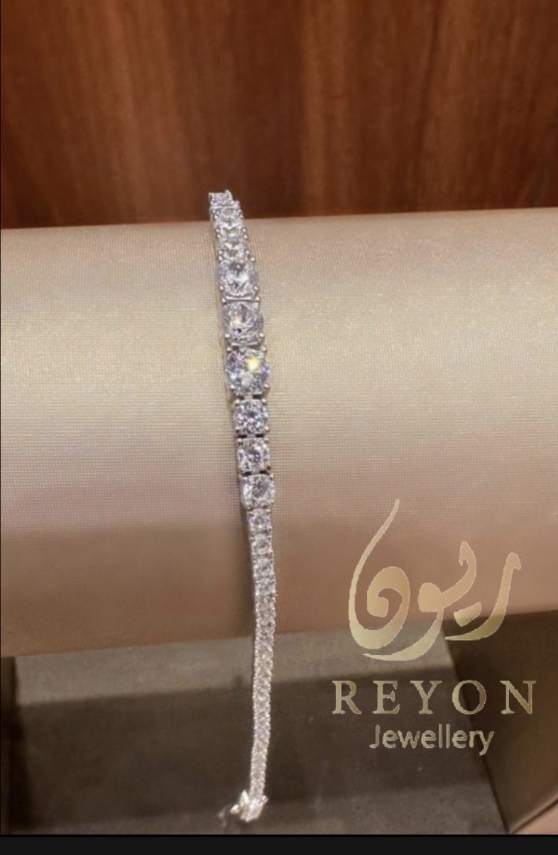 اسواره تنس مدرج فضه مرصع بالزركون السويسري مقاس 17