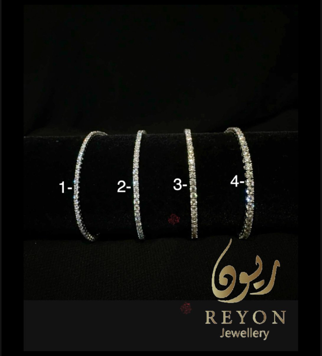 اسواره تنس فضه مرصع بالزركون السويسري رقم 3 مقاس 15cm حجم 2.5cm