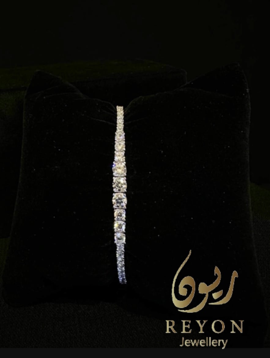 اسواره تنس مدرج فضه مرصع بالزركون السويسري مقاس 17